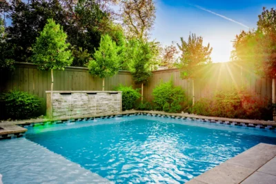 Pool Water Feature Landscape Design Midway Hollow Dallas TX
